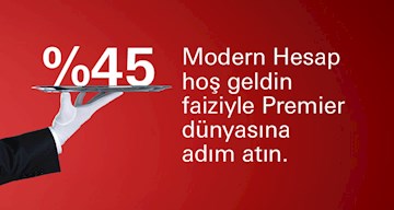 Siz de Modern Hesap açın, TL mevduatınıza %45 hoş geldin faizi kazanın!