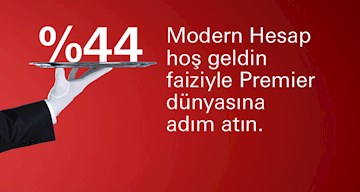Siz de Modern Hesap açın, TL mevduatınıza %44 hoş geldin faizi kazanın!