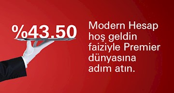 Siz de Modern Hesap açın, TL mevduatınıza %43,50 hoş geldin faizi kazanın!