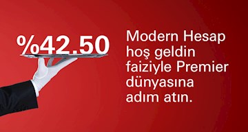 Siz de Modern Hesap açın, TL mevduatınıza %42,50 hoş geldin faizi kazanın!