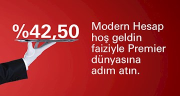 Siz de Modern Hesap açın, TL mevduatınıza %42,50 hoş geldin faizi kazanın!