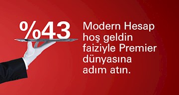 Siz de Modern Hesap açın, TL mevduatınıza %43 hoş geldin faizi kazanın!
