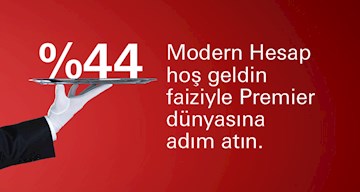 Siz de Modern Hesap açın, TL mevduatınıza %44 hoş geldin faizi kazanın!